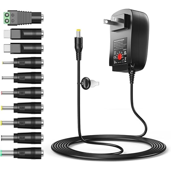 can 41W Universal 6V 9V 12V 15V 18V 20V 24V AC DC Adapter Power Supply with 10 Tips for Household Electronics Router Smart Phone Mp3 Tablets CCTV Cameras - Max. Amps 1.5A 1500mA