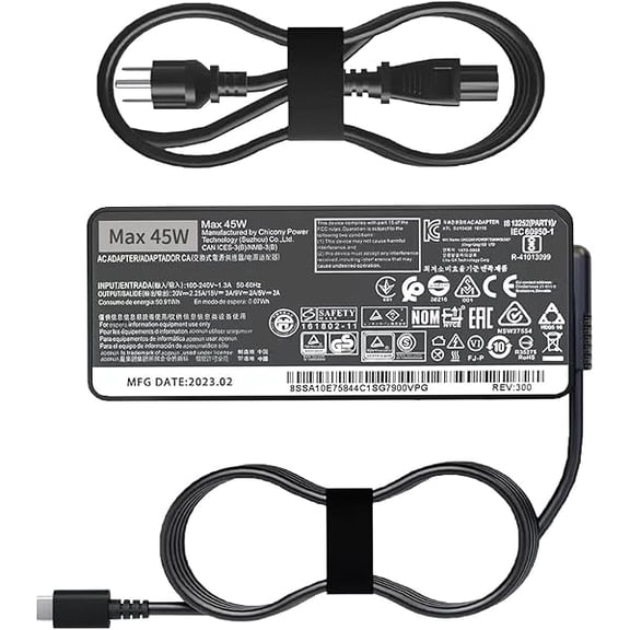 can 45w USB Type C AC Laptop Charger Fit for Lenovo ThinkPad Yoga Chromebook 300e 100e 500e C330 S330 S340 T480 T480s T580 T580s C630 E480 E580 720 730 C930 ADLX45YLC2D Power Adapter
