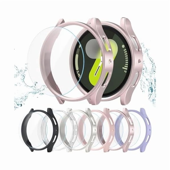 can 6+6 Pack for Samsung Galaxy Watch 7 44mm Screen Protector Case, Hard PC Bumper + HD Anti-Fog Tempered Glass Protective Film, Waterproof Face Cover Set for Galaxy Watch 7 44mm Accessories