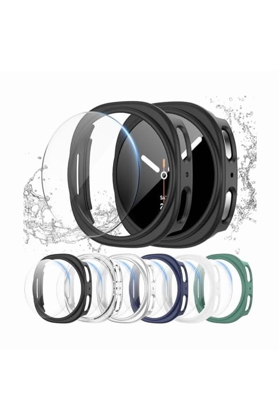 can [6+6Pack] for Samsung Galaxy Watch 8 44mm Screen Protector Case, Hard PC Bumper + HD Anti-Fog Tempered Glass Protective Film, Waterproof Face Cover Set for Galaxy Watch 8 44mm Accessories