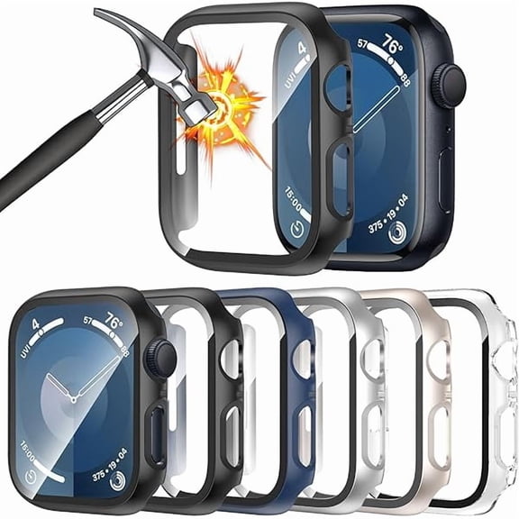 can [6 Pack] Case for Apple Watch Series 11/10 42mm Screen Protector with Ultra-Thin Tempered Glass, Full Coverage Anti-Scratch Hard Face Cover for iWatch 42 mm