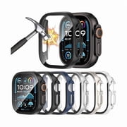 can [6 Pack] Case for Apple Watch Ultra 3/Ultra 2/Ultra 49mm Screen Protector with Ultra-Thin Tempered Glass, Full Coverage Anti-Scratch Hard Face Cover for iWatch 49 mm