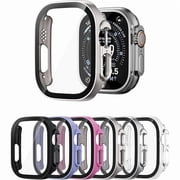 can 6 Pack Hard PC Case with Tempered Glass Screen Protector 49mm for Apple Watch Ultra/Ultra 2/Ultra 3, Scratch Resistant Full Protective Bumper Cover for iWatch 49mm Ultra - thin
