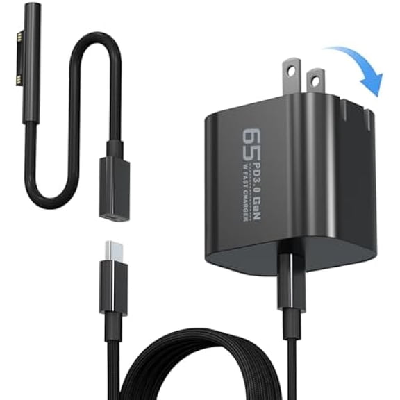 can 65W USB C Surface Pro Charger Compatible with Surface Pro 3/4/5/6/7/8/9/10/X/11/12,Surface Book1/2/3,Power Adapter Compatible with Microsoft Surface Laptop/Tablet,Support 44W 36W