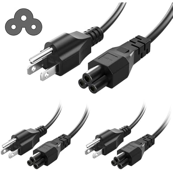 can 6FT(1.8m) Long Laptop Power Cord, 10A 125V 3 Prong Mickey Mous Power Cord Replacement for HP, Lenovo, Samsung, Acer, Dell, Asus, Toshiba Computer Charger, LG LCD LED Smart TV Power Cable, 3 Pack