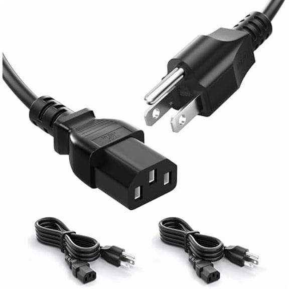 can 6ft 10A 125V 18AWG Power Cable for Desktop, Monitor, Printer, Networking Devices, Computer Cord Replacement, 3 Prong AC Cable, PC Power Cord, 2p