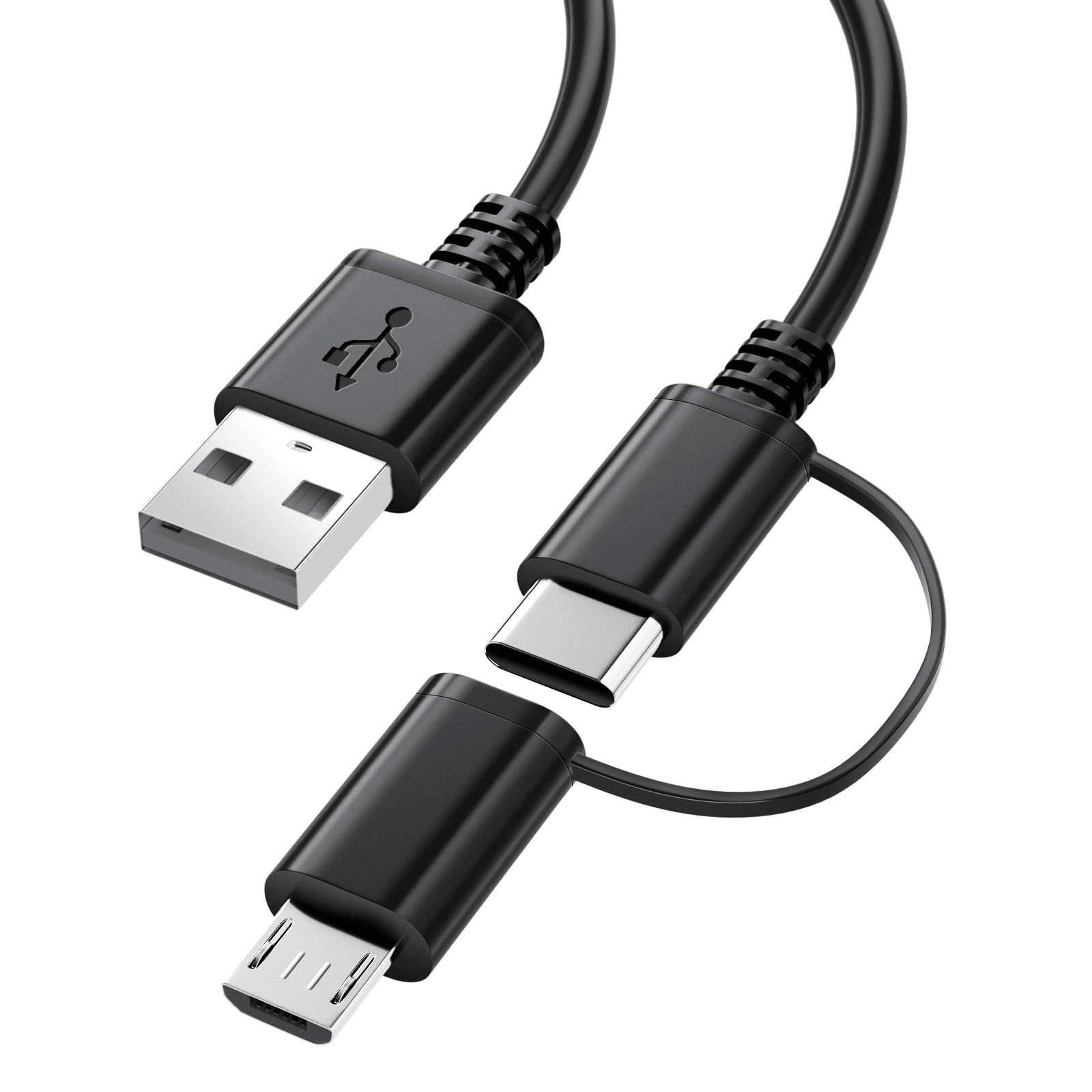 can 6ft Black Fast Charging Cord Micro USB & Type C Cable for Fire ...