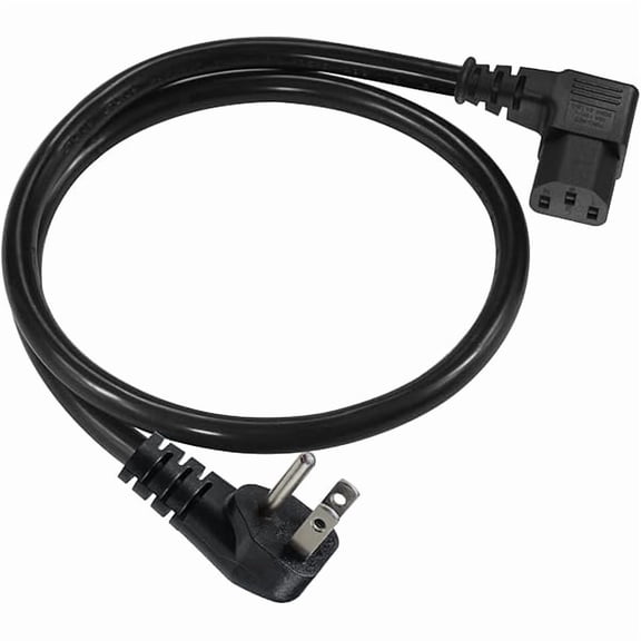 can 90 Degree Power Cord - 2FT Right Angle IEC, Universal PC Power Supply, 16AWG, Black NEMA 5-15P Angle Type to C13 3 Prong Angled AC Power Cord for PC Monitor/TV