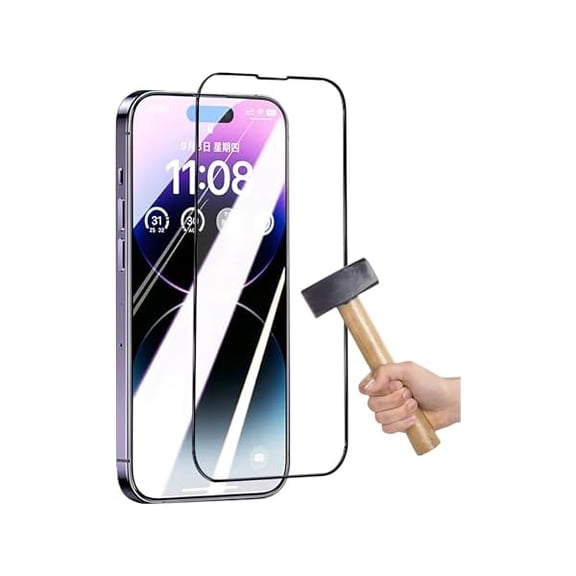 can 9H Hardness Tempered Glass Screen Protector for iPhone 16/15/14 Plus/13 mini/12/11 Pro Max/X/XS Max/XR Anti-Fingerprint, HD Clear, 2.5D Rounded Edges (For iPhone 16)