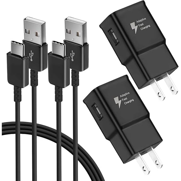 can Adaptive Fast Charger Kit,Quick Charge USB Wall Charger for Samsung (2 Type-C Cables + 2 Wall Chargers)