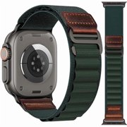 can Alpine Loop with Leather Design Compatible with Apple Watch Bands Ultra 3 2 1 49mm & Series 11 10 9 8 7 6 5 4 SE 3 2 1 46mm 45mm 44mm, Soft Stretchy Nylon Sport Band for iWatch Men Women
