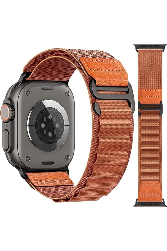 can Alpine Loop with Leather Design Compatible with Apple Watch Bands Ultra 3 2 1 (49mm) & Series 11 10 9 8 7 6 5 4 SE 3 2 1 (46mm 45mm 44mm), Soft Stretchy Nylon Sport Band for iWatch Men Women