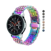 can Band Compatible with Samsung Gear S3 / Galaxy Watch 46mm / Galaxy Watch 3 45mm, 22mm 7-Rows Stainless Steel Metal Replacement Strap for Huawei Watch 3/3 Pro / GT3 46mm Rainbow