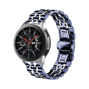 can Band Compatible with Samsung Gear S3 / Galaxy Watch 46mm / Galaxy Watch 3 45mm, 22mm 7-Rows Stainless Steel Metal Replacement Strap for Huawei Watch 3/3 Pro / GT3 46mm Blue-Silver