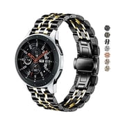 can Band Compatible with Samsung Gear S3 / Galaxy Watch 46mm / Galaxy Watch 3 45mm, 22mm 7-Rows Stainless Steel Metal Replacement Strap for Huawei Watch 3/3 Pro / GT3 46mm Black-Gold