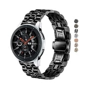 can Band Compatible with Samsung Gear S3 / Galaxy Watch 46mm / Galaxy Watch 3 45mm, 22mm 7-Rows Stainless Steel Metal Replacement Strap for Huawei Watch 3/3 Pro / GT3 46mm Black