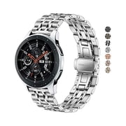 can Band Compatible with Samsung Gear S3 / Galaxy Watch 46mm / Galaxy Watch 3 45mm, 22mm 7-Rows Stainless Steel Metal Replacement Strap for Huawei Watch 3/3 Pro / GT3 46mm Silver