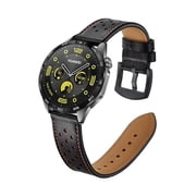 can Bands Compatible with Samsung Galaxy Watch 3 45mm / Galaxy Watch 46mm / Gear S3, 22mm Genuine Hole Leather Replacement Strap for Huawei Watch 4/4 Pro / 3/3 Pro / GT4 / GT3 46mm Black