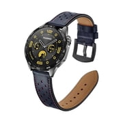 can Bands Compatible with Samsung Galaxy Watch 3 45mm / Galaxy Watch 46mm / Gear S3, 22mm Genuine Hole Leather Replacement Strap for Huawei Watch 4/4 Pro / 3/3 Pro / GT4 / GT3 46mm Blue