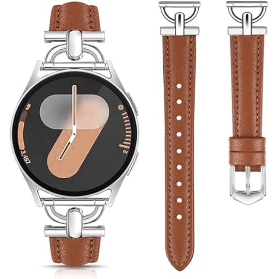 can Bands Compatible with Samsung Galaxy Watch 7 / FE / 6/6 Classic / 5/5 Pro / 4/4 Classic / 3 41mm, 20mm Soft Leather with D-Shaped Metal Strap for Huawei GT3 / GT2 42mm Women Men