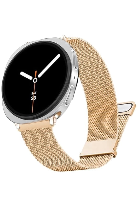 can Bands Compatible with Samsung Galaxy Watch 8 40mm / 44mm / Classic 8 46mm, Double Magnetic Stainless Steel Metal Milanese Loop Mesh Replacement Bracelet for Samsung Galaxy 8 Watch Women Men