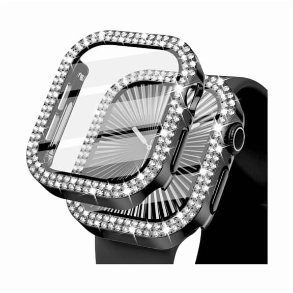 can Bling Case for Apple Watch 40mm with Built-in Screen Protector, Sparkling Rhinestone Protective Cover Compatible with Apple Watch Series SE3 SE2 6 5 4 SE (40mm, Black)