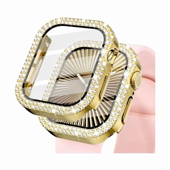 can Bling Case for Apple Watch 40mm with Built-in Screen Protector, Sparkling Rhinestone Protective Cover Compatible with Apple Watch Series SE3 SE2 6 5 4 SE (40mm, Gold)
