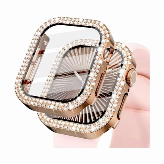 can Bling Case for Apple Watch 40mm with Built-in Screen Protector, Sparkling Rhinestone Protective Cover Compatible with Apple Watch Series SE3 SE2 6 5 4 SE (40mm, Rose Gold)