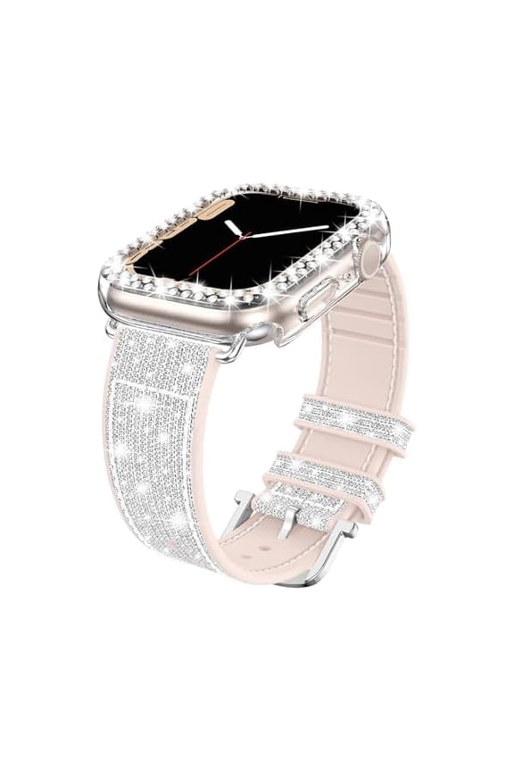 can Bling Silicone Band Case Compatible for Apple Watch 40mm with Edge Protector Cover[No Glass], Strap Color Changes with Angle for iWatch SE 3/2/1 Series 6 5 4