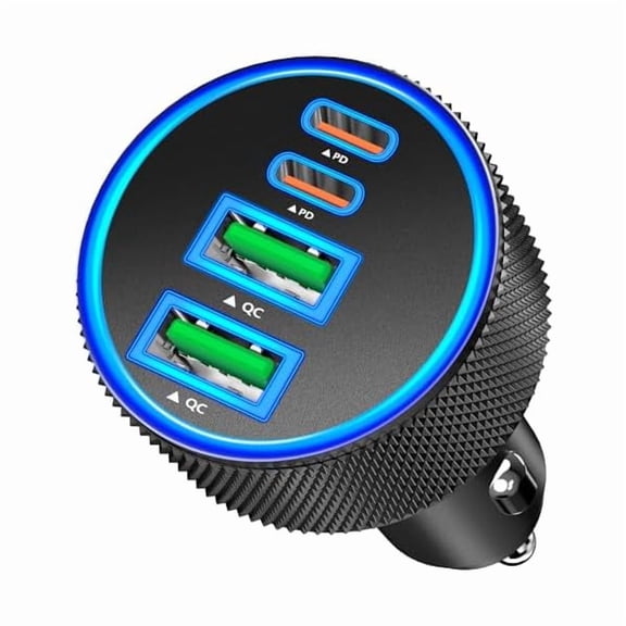 can Car Charger USB C, 90W PD Dual USB-C & USB-A Car Power Adapter 4 in 1 PD/QC Type C Fast Charge Cigarette Lighter Adapter USB Charger for iPhone 17 17 Pro 16 15 14 13 12/Galaxy S26 S25/Pixel