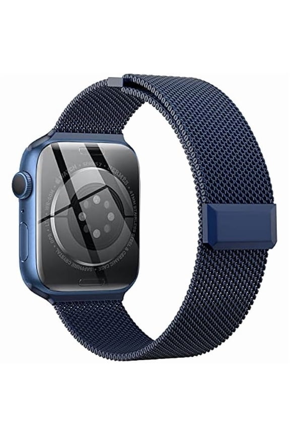can Compatible with Apple Watch Band 44mm 45mm 46mm Series 10 11 49mm, Stainless Steel Mesh Loop Magnetic Clasp Bands for iWatch Series 9 8 7 6 5 4 Ultra SE3 2 Women Men - 49/46/45/44mm Blue