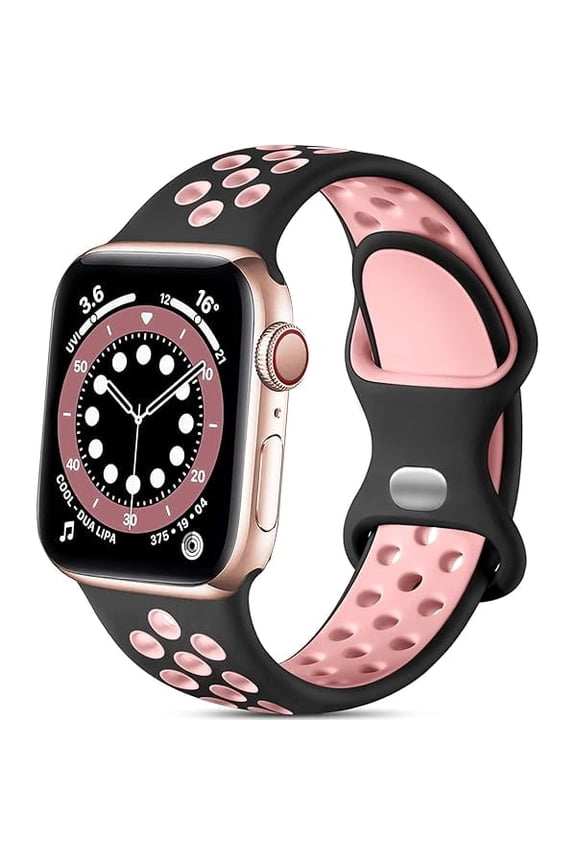 can Compatible for Apple Watch Bands 44mm SE 3 2 Series 11 10 46mm Series 9 45mm 42mm 49mm Ultra 2 3 for Women Men,Soft Silicone Sport Band for iWatch Ultra SE Series 8 7 6 5 4 3 2 1,Black/Pink,M/L