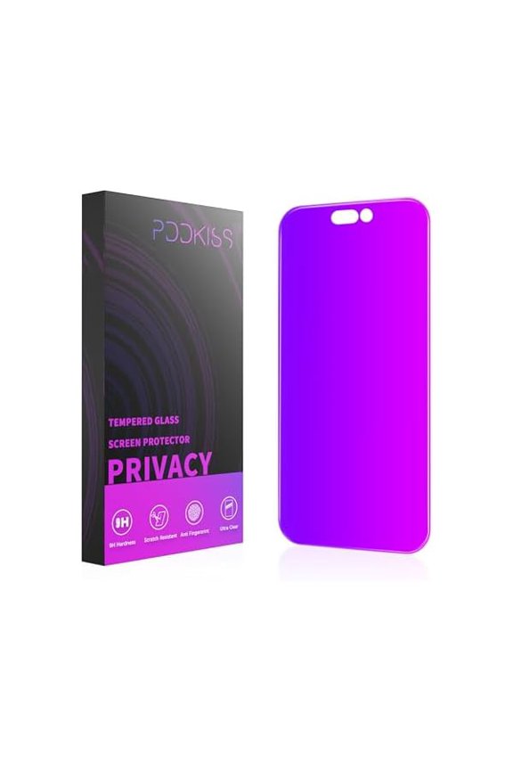 can Compatible for iPhone 14 Pro Privacy Screen Protector 6.1 Inch, Purple Gradient Colorful Anti Spy Anti Blue Light HD Screen Protector Tempered Glass Easy Installation