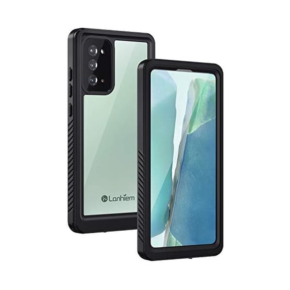 can Galaxy Note 20 Case, Built-in Screen Protector with Fingerprint Film Waterproof Dustproof Case, Full Body Heavy Duty Protective Cover for Samsung Galaxy Note 20 6.7 inch (Black/Clear)