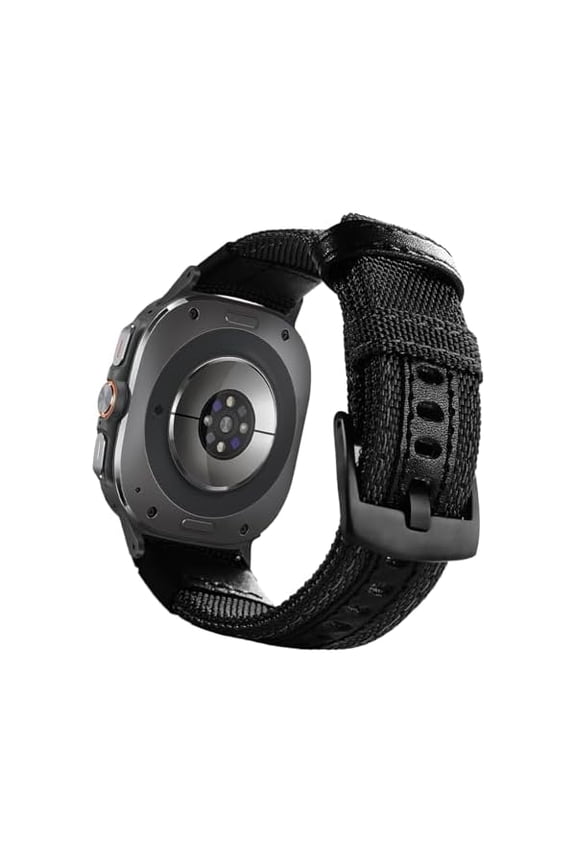 can Galaxy Watch Ultra Bands 47mm Nylon Band, for Galaxy Ultra Watch Band Military Sport Replacement Strap Compatible with Samsung Galaxy Watch 7 Ultra 47mm 2024, Black Band with Black Adapter