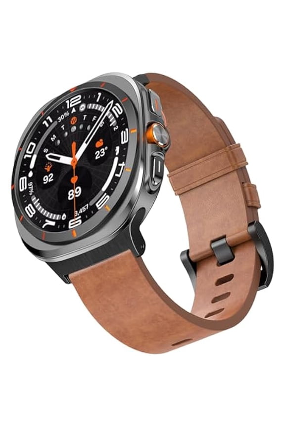 can Horween Leather Band Compatible with Samsung Galaxy Watch Ultra 47mm (2024), Top Genuine Leather Adjustable Replacement Straps for Men Women
