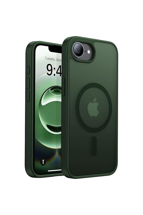 can Magnetic Shockproof for iPhone 17e & iPhone 16e Case [Compatible with MagSafe] [Military-Grade Protection] Anti-Yellowing, Matte Protective Phone Case for iPhone 17 e/16 e 6.1", Green