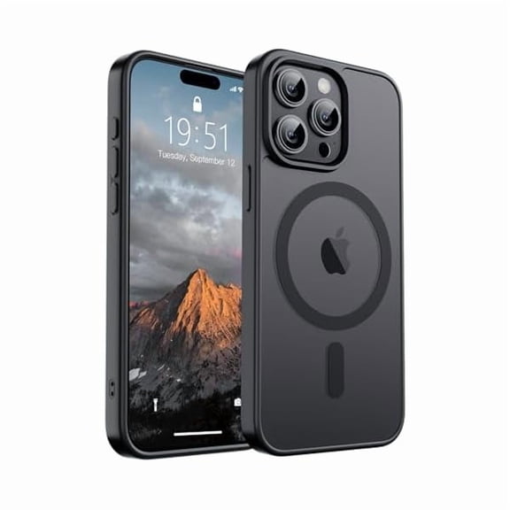 can Magnetic for iPhone 15 Pro Case (Compatible with MagSafe) (Military Grade Drop Protection) Translucent Matte Shockproof Phone Cover, Black