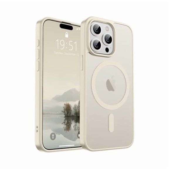 can Magnetic for iPhone 15 Pro Case (Compatible with MagSafe) (Military Grade Drop Protection) Slim Translucent Matte Shockproof with Anti-Fingerprint Phone Case,Antique White