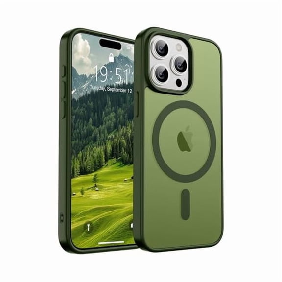 can Magnetic for iPhone 15 Pro Case (Compatible with MagSafe) (Military Grade Drop Protection) Translucent Matte Shockproof with Anti-Fingerprint Phone Case,Cangling Green