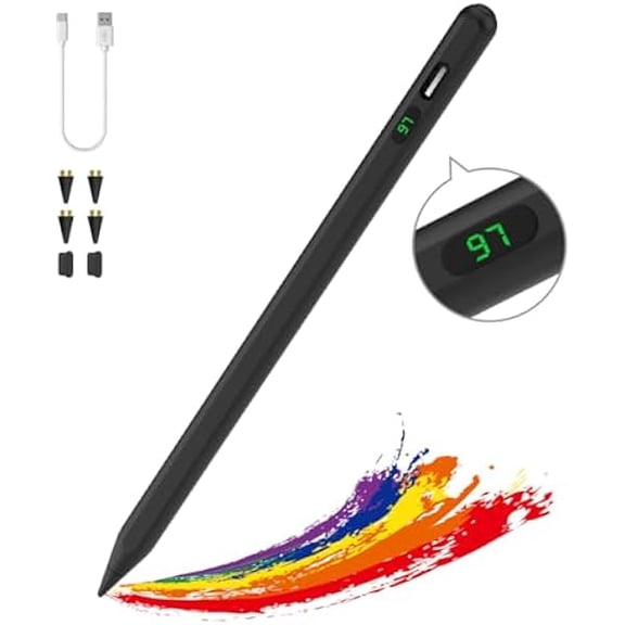 can Moko Stylus Pens for Touch Screens, Fast Charge Stylus Pen for Apple iPad/iPhone/Samsung/Lenovo/iOS/Android Tablets&Smart Phone Universal Stylus Capacitive Screen Pencil with Power Display, Black