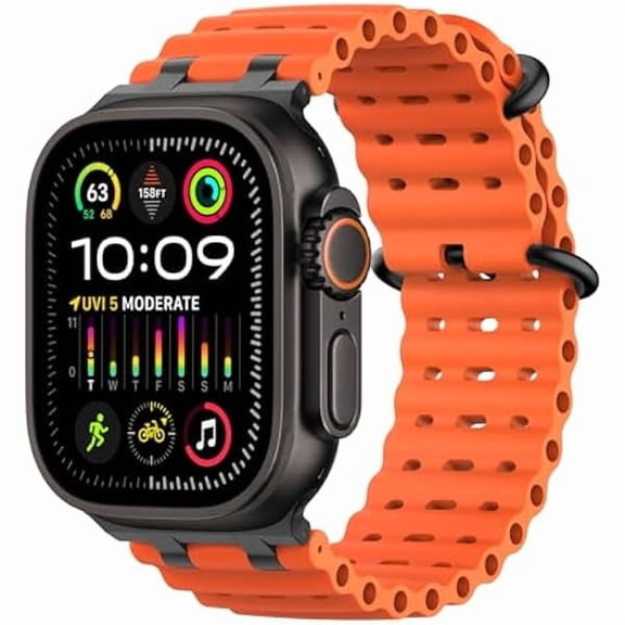 can Ocean Band Compatible with Apple Watch Ultra 3/2/1 49mm, Upgraded Silicone Sports Bands 46mm 45mm 44mm for Men Women, Series 11/10/9/8/7/6/5 SE3/2/1 Breathable Strap with Metal Connector