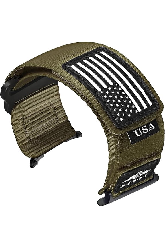 can Rugged Woven Nylon Watch Band for Samsung Galaxy Watch 8 40mm/44mm, No Gap Tactical Sport Strap with Stars-Stripes Flag for Galaxy Watch 8 Classic 46mm Men Women