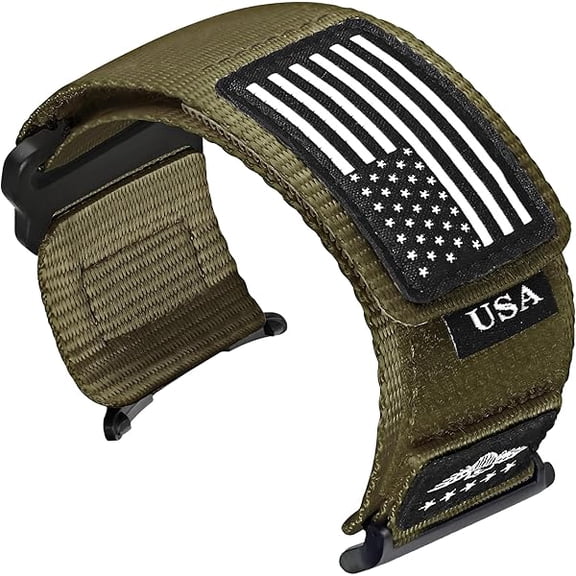 can Rugged Woven Nylon Watch Band for Samsung Galaxy Watch 8 40mm/44mm, No Gap Tactical Sport Strap with Stars-Stripes Flag for Galaxy Watch 8 Classic 46mm Men Women
