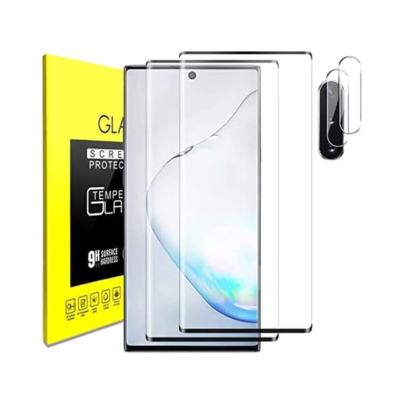 can Samsung Galaxy Note 10 Tempered Glass Screen Protector with Camera Lens Protector [3D Curved] [Fingerprint unlock] Clear Full Screen Coverage Protector for Samsung Note 10 6.3 inch [2+2 Pack]
