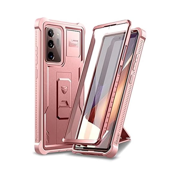 can for Samsung Galaxy Note 20 Ultra 5G Case, [Built in Screen Protector and Kickstand] Heavy Duty Military Grade Protection Shockproof Protective Cover for Galaxy Note 20 Ultra (Rose Gold)