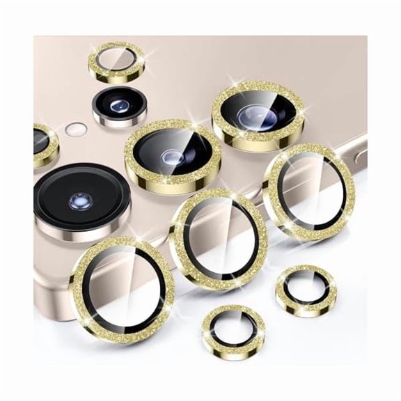 can for Samsung Galaxy S25 Ultra Camera Lens Protector - Case-Friendly, Ultra-HD 9H Tempered Glass Screen Protector, Anti-Scratch, Space Titanium Military-Grade Drop Protection, Glitter Gold