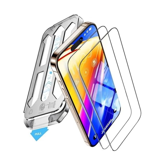 can Screen Protector for iPhone 16 Pro Max 6.9 inch [Auto Dust Elimination] Full Coverage Tempered Glass Film 9H+ Military-Grade Protection,[No Bubbles No Dust] [2 Pack]