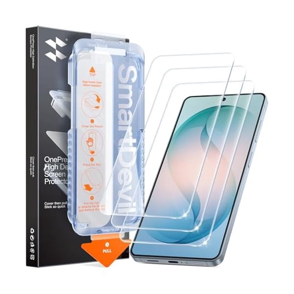 can SmartDevil (3-Pack) HD Clear Screen Protector for Samsung Galaxy S26, 9H Tempered Glass, Fingerprint Unlock Compatible, Anti-Scratch, SmartPull Frame Bubble-Free Easy Install, Case-Friendly