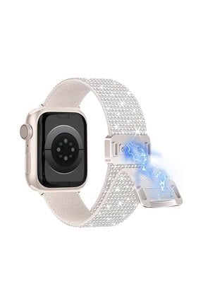 can Sparkly Stretchy Nylon Magnetic Band Fit Bling Apple Watch Bands for Women 42mm 44mm 45mm 46mm 49mm, Sport iWatch Bands for Glitter iPhone Watch Series 11 10 SE 9 8 7 6 5 4 3 Ultra-Starlight